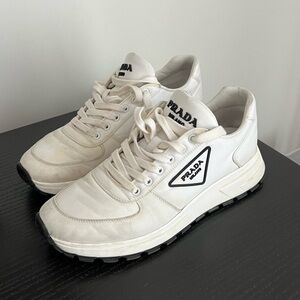 Men’s re-nylon white Prada sneakers 100% authentic